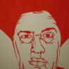 Thumbnail for Linoprint ‘What!’ – gesigneerd A4 vrouwenportret in signaaloranje op ivoorpapier