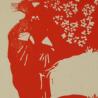 Thumbnail for Linoportret van Frida Kahlo – handgedrukte A4 linoprint in fuchsia of oranje